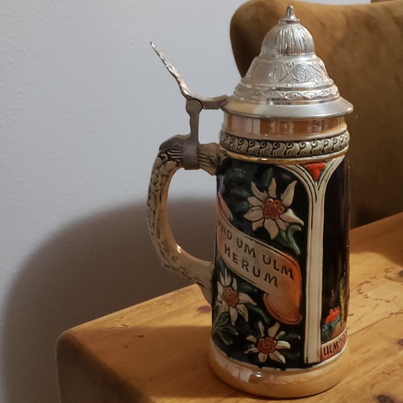 German Stein Pewter Lid 16oz ULM W. Germany - Picture 3 of 5